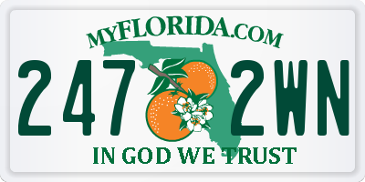 FL license plate 2472WN