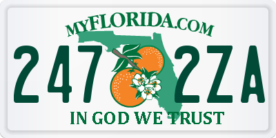 FL license plate 2472ZA
