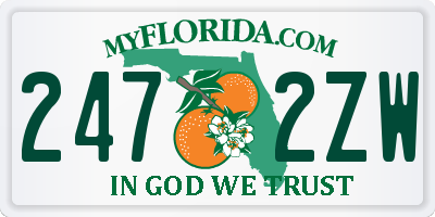 FL license plate 2472ZW