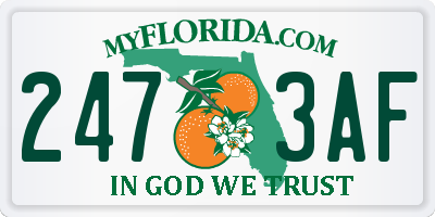 FL license plate 2473AF
