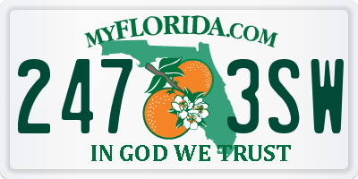 FL license plate 2473SW