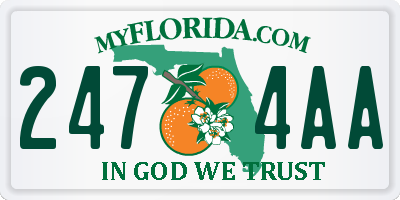 FL license plate 2474AA