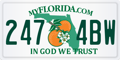 FL license plate 2474BW