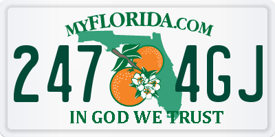 FL license plate 2474GJ