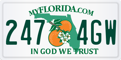 FL license plate 2474GW