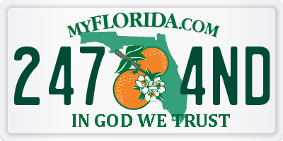 FL license plate 2474ND