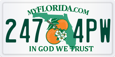 FL license plate 2474PW