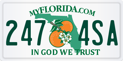 FL license plate 2474SA