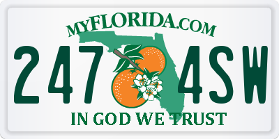 FL license plate 2474SW