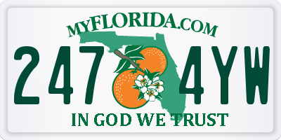 FL license plate 2474YW