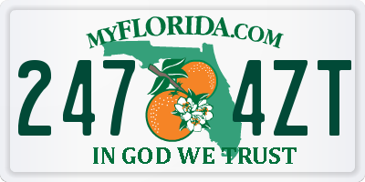 FL license plate 2474ZT