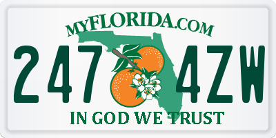 FL license plate 2474ZW