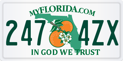 FL license plate 2474ZX