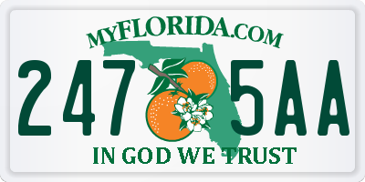 FL license plate 2475AA