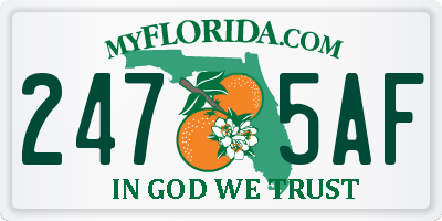FL license plate 2475AF