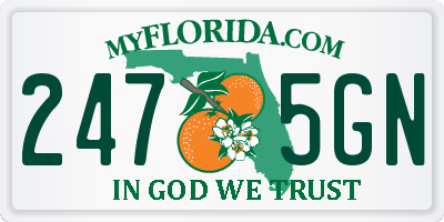 FL license plate 2475GN