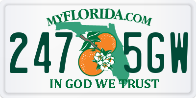 FL license plate 2475GW
