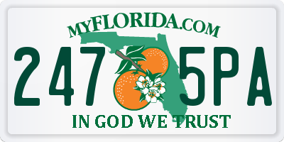 FL license plate 2475PA