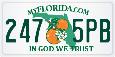 FL license plate 2475PB