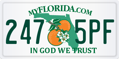 FL license plate 2475PF