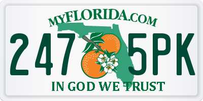 FL license plate 2475PK