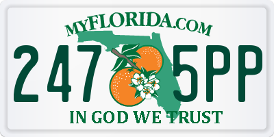 FL license plate 2475PP