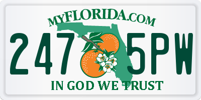 FL license plate 2475PW