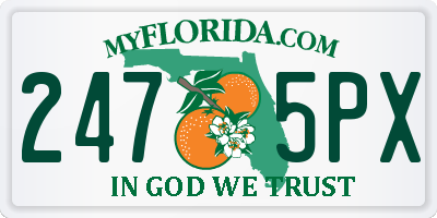 FL license plate 2475PX