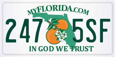FL license plate 2475SF