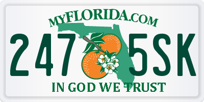 FL license plate 2475SK