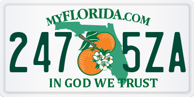 FL license plate 2475ZA
