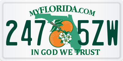 FL license plate 2475ZW
