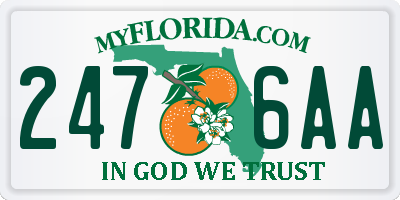 FL license plate 2476AA