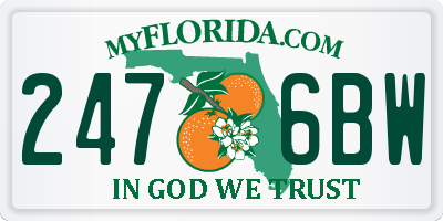 FL license plate 2476BW