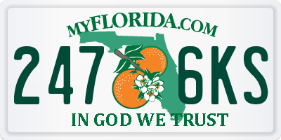 FL license plate 2476KS