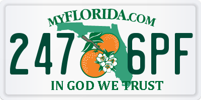 FL license plate 2476PF