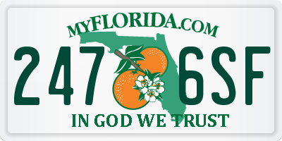FL license plate 2476SF