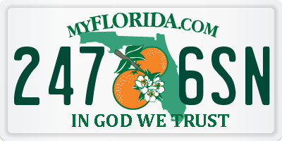 FL license plate 2476SN