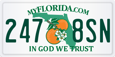 FL license plate 2478SN