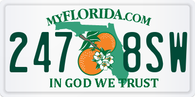 FL license plate 2478SW