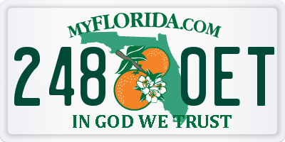 FL license plate 2480ET