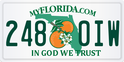 FL license plate 2480IW