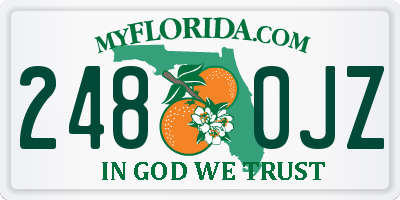 FL license plate 2480JZ