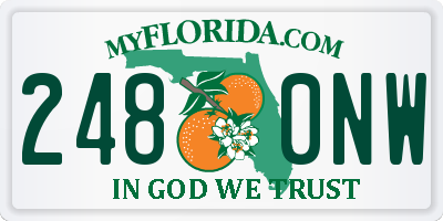 FL license plate 2480NW