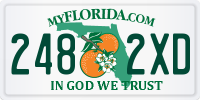FL license plate 2482XD