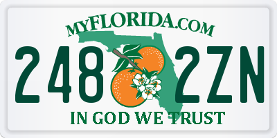FL license plate 2482ZN