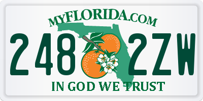 FL license plate 2482ZW