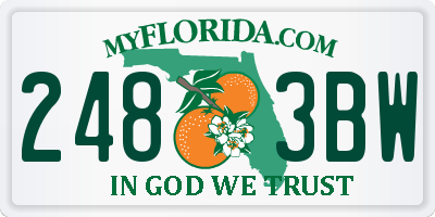 FL license plate 2483BW