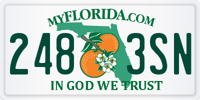 FL license plate 2483SN