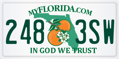 FL license plate 2483SW